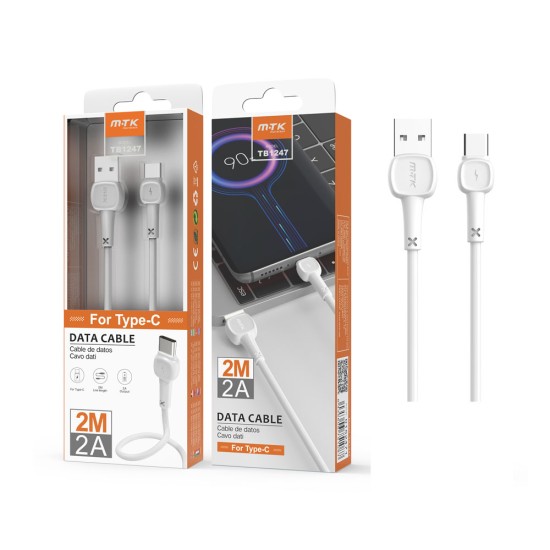 CABLE DE DATOS MTK TB1247 BL PARA TIPO C 2,4A 2M BRANCO